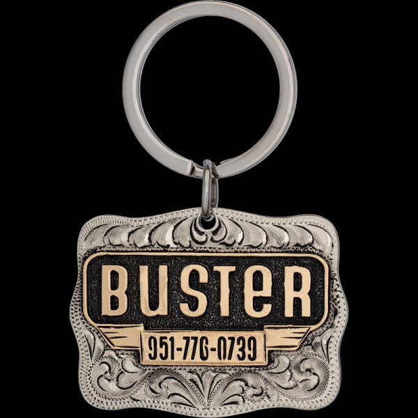 BUSTER, German Silver Base 2" x 1.5" with Jewelers Bronze Letters. 